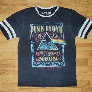 Liquid Blue Pink Floyd Dark Side of the Moon Ringer Graphic T, Faded Black Large